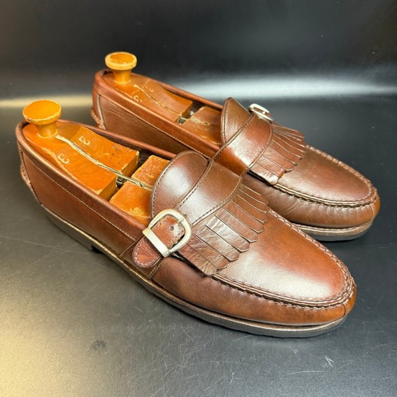 Allen Edmonds Waterbury Mens Brown Leather Monk Buckle Loafers Dress Shoes 12 D